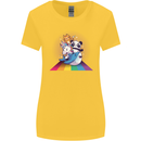 Mystical Panda Bear Unicorn Cat and Shark Womens Wider Cut T-Shirt Yellow
