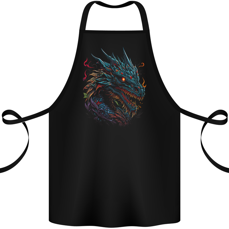Mythical Dragon Fantasy Cotton Apron 100% Organic Black