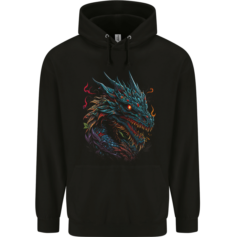 Mythical Dragon Fantasy Mens 80% Cotton Hoodie Black