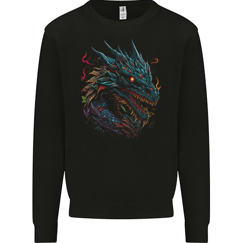 Mythical Dragon Fantasy Mens Womens Kids Unisex Black Kids Sweatshirt