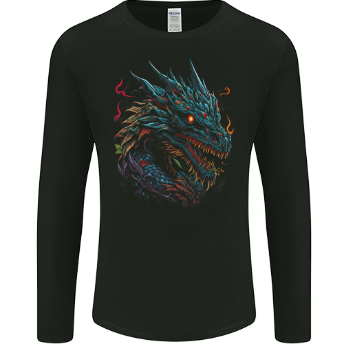 Mythical Dragon Fantasy Mens Womens Kids Unisex Black Mens L\S T-Shirt