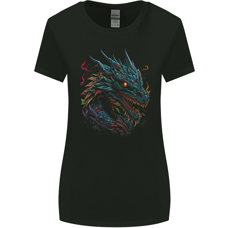 Mythical Dragon Fantasy Womens Wider Cut T-Shirt Black