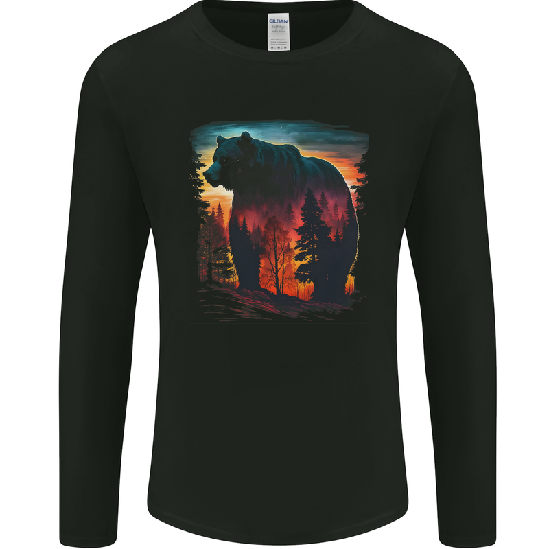 Mythical Grizzly Bear in the Forest Mens Long Sleeve T-Shirt Black