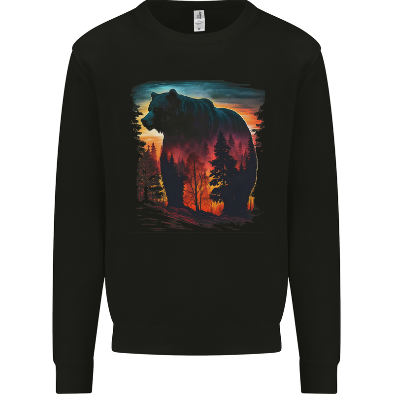 Mythical Grizzly Bear in the Forest Mens Sweatshirt Jumper Black