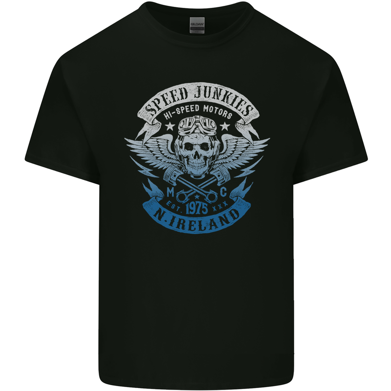 N.Ireland Speed Junkies Biker Motorcycle Mens Cotton T-Shirt Tee Top Black