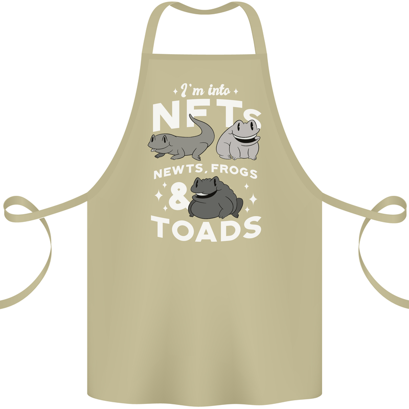 NFT Newts Frogs Toads Cotton Apron 100% Organic Khaki