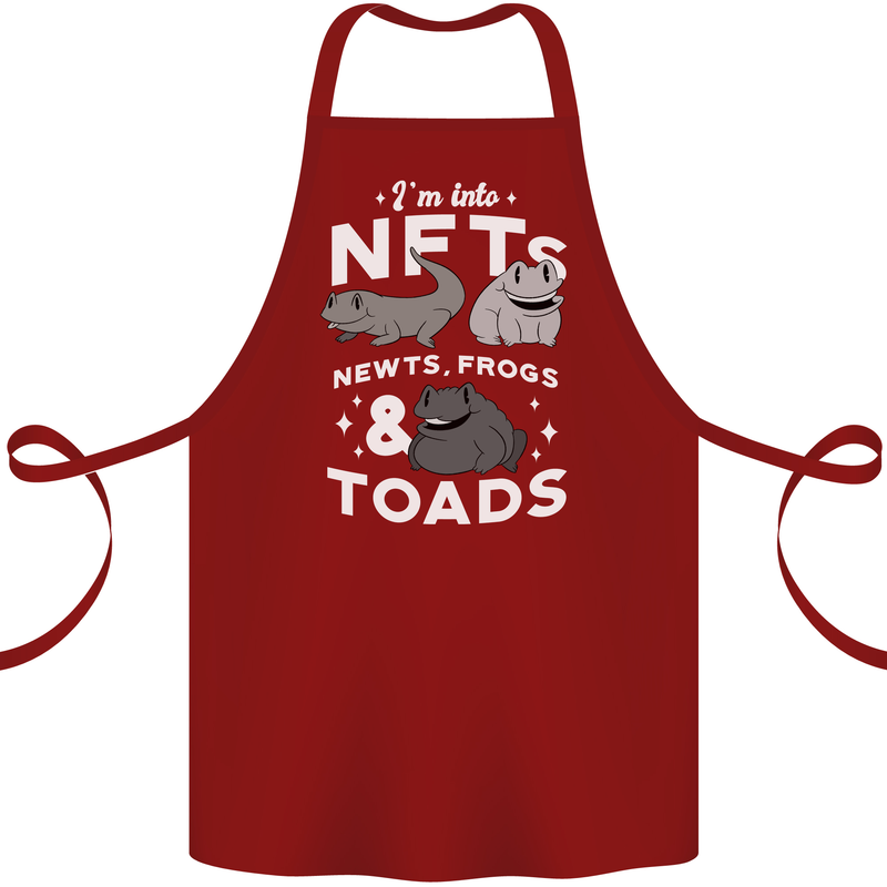 NFT Newts Frogs Toads Cotton Apron 100% Organic Maroon