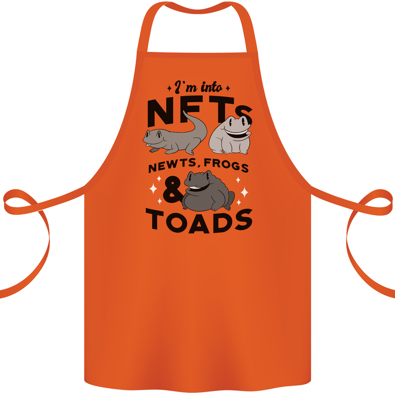 NFT Newts Frogs Toads Cotton Apron 100% Organic Orange