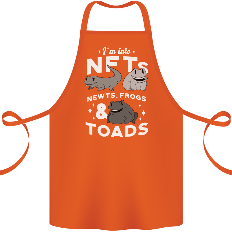 NFT Newts Frogs Toads Cotton Apron 100% Organic Orange