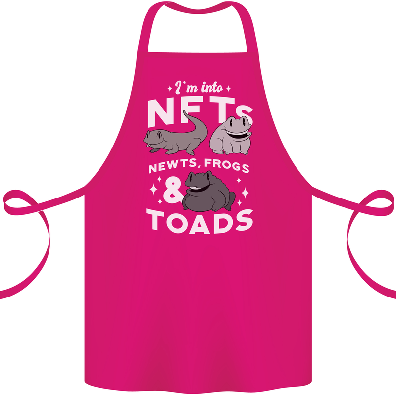 NFT Newts Frogs Toads Cotton Apron 100% Organic Pink