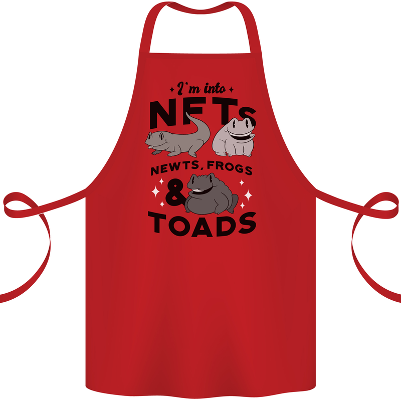 NFT Newts Frogs Toads Cotton Apron 100% Organic Red