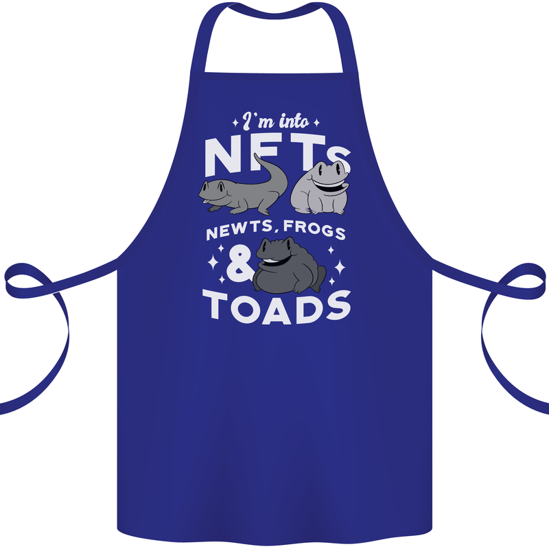 NFT Newts Frogs Toads Cotton Apron 100% Organic Royal Blue