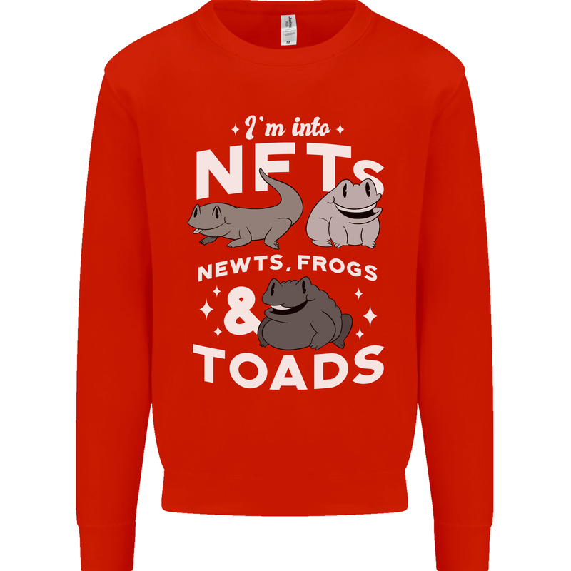 NFT Newts Frogs Toads Kids Sweatshirt Jumper Bright Red