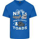 NFT Newts Frogs Toads Mens V-Neck Cotton T-Shirt Royal Blue