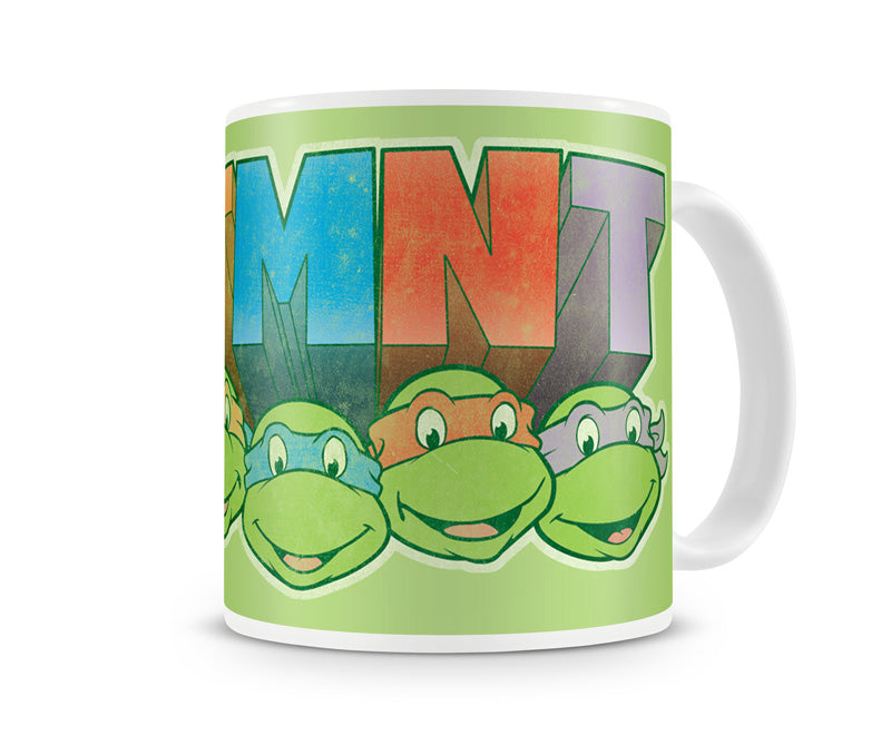 Teenage Mutant Ninja Turtles distressed faces animated tv series cartoon white coffee mug cup