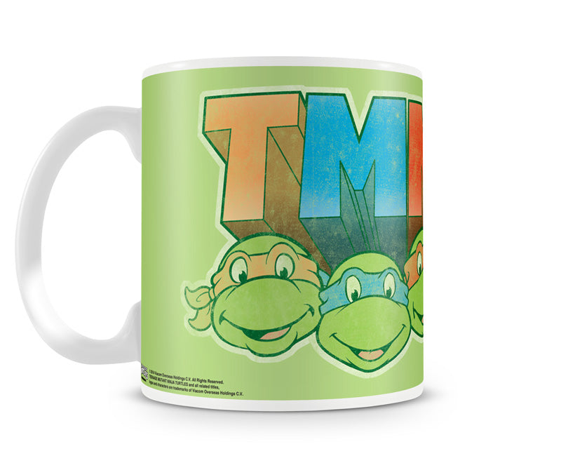 Teenage Mutant Ninja Turtles distressed faces animated tv series cartoon white coffee mug cup