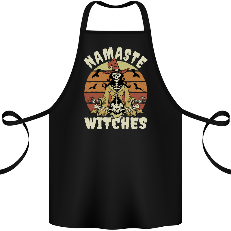 Namaste Witches Funny Halloween Cotton Apron 100% Organic Black