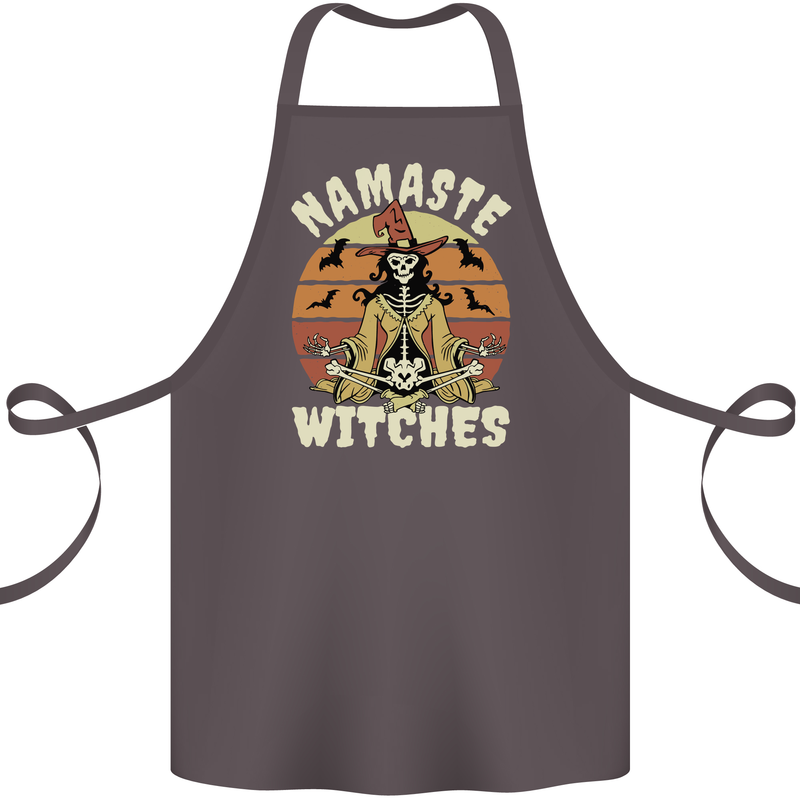 Namaste Witches Funny Halloween Cotton Apron 100% Organic Dark Grey