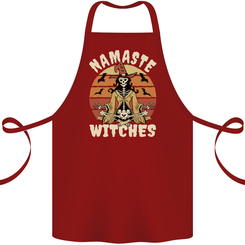 Namaste Witches Funny Halloween Cotton Apron 100% Organic Maroon