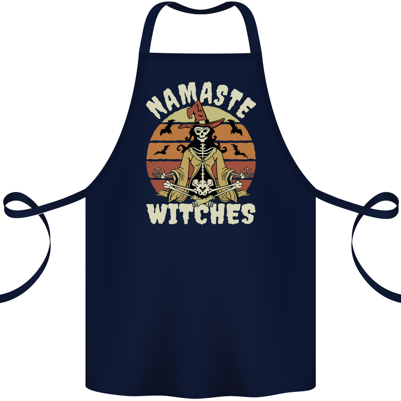 Namaste Witches Funny Halloween Cotton Apron 100% Organic Navy Blue