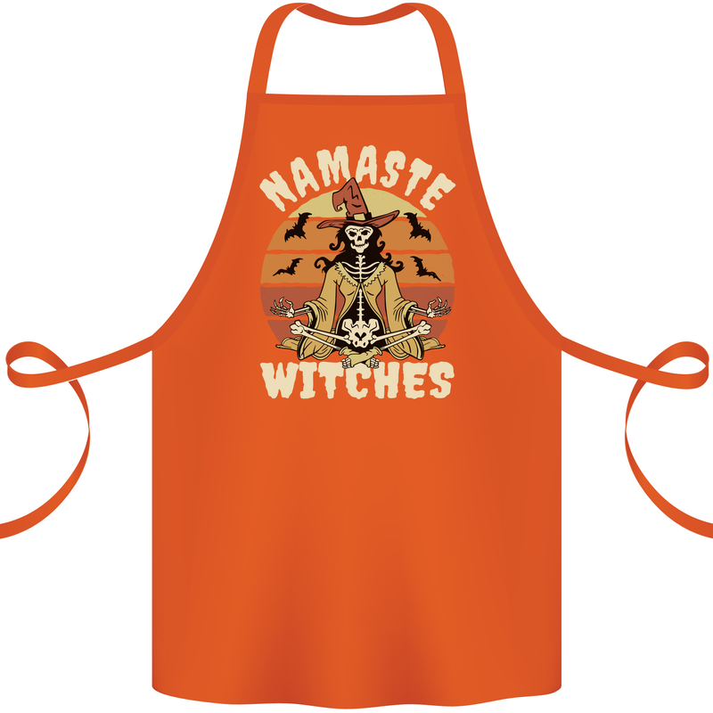 Namaste Witches Funny Halloween Cotton Apron 100% Organic Orange