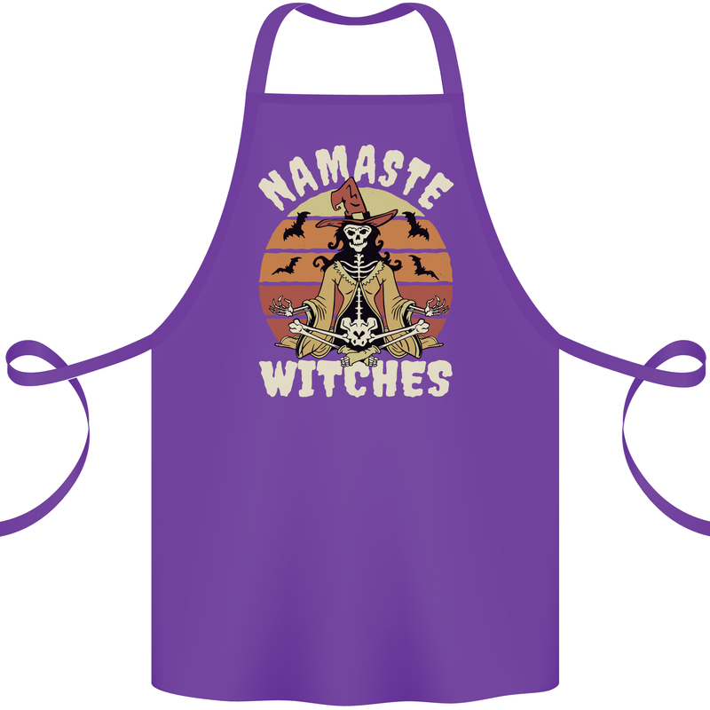 Namaste Witches Funny Halloween Cotton Apron 100% Organic Purple