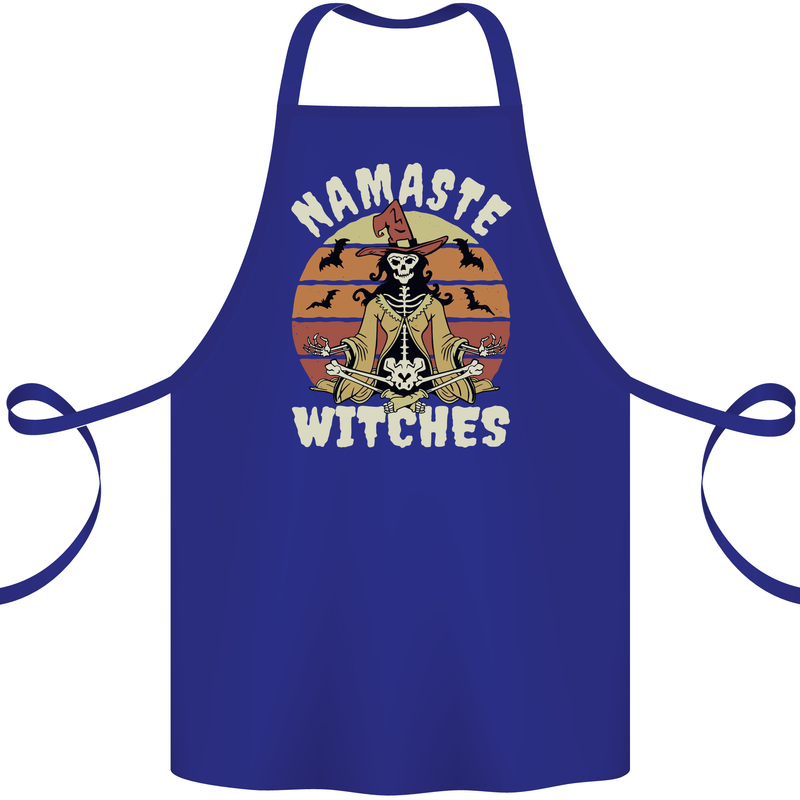 Namaste Witches Funny Halloween Cotton Apron 100% Organic Royal Blue