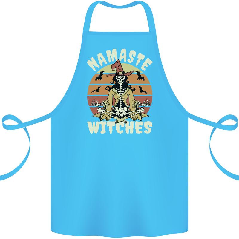 Namaste Witches Funny Halloween Cotton Apron 100% Organic Turquoise