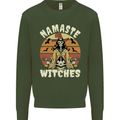 Namaste Witches Funny Halloween Kids Sweatshirt Jumper Forest Green