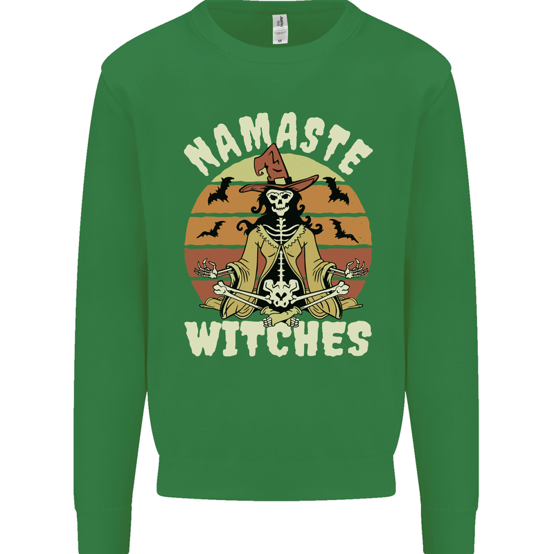 Namaste Witches Funny Halloween Kids Sweatshirt Jumper Irish Green