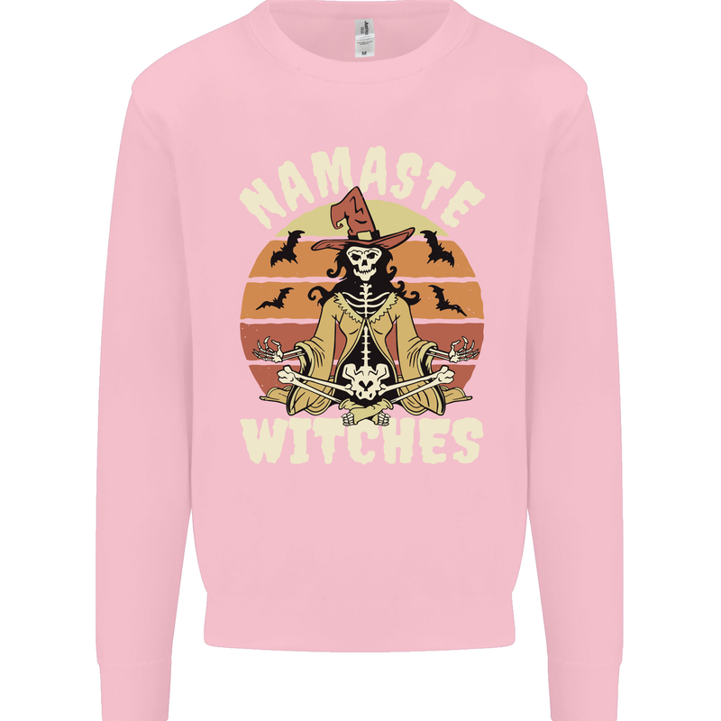 Namaste Witches Funny Halloween Kids Sweatshirt Jumper Light Pink