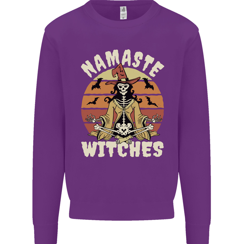 Namaste Witches Funny Halloween Kids Sweatshirt Jumper Purple