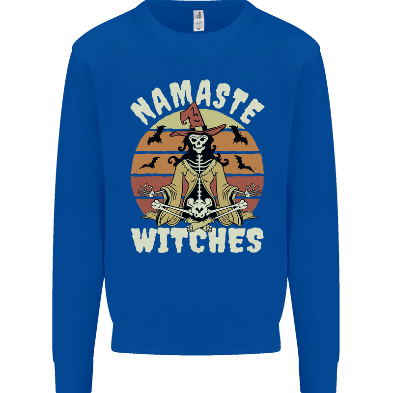 Namaste Witches Funny Halloween Kids Sweatshirt Jumper Royal Blue