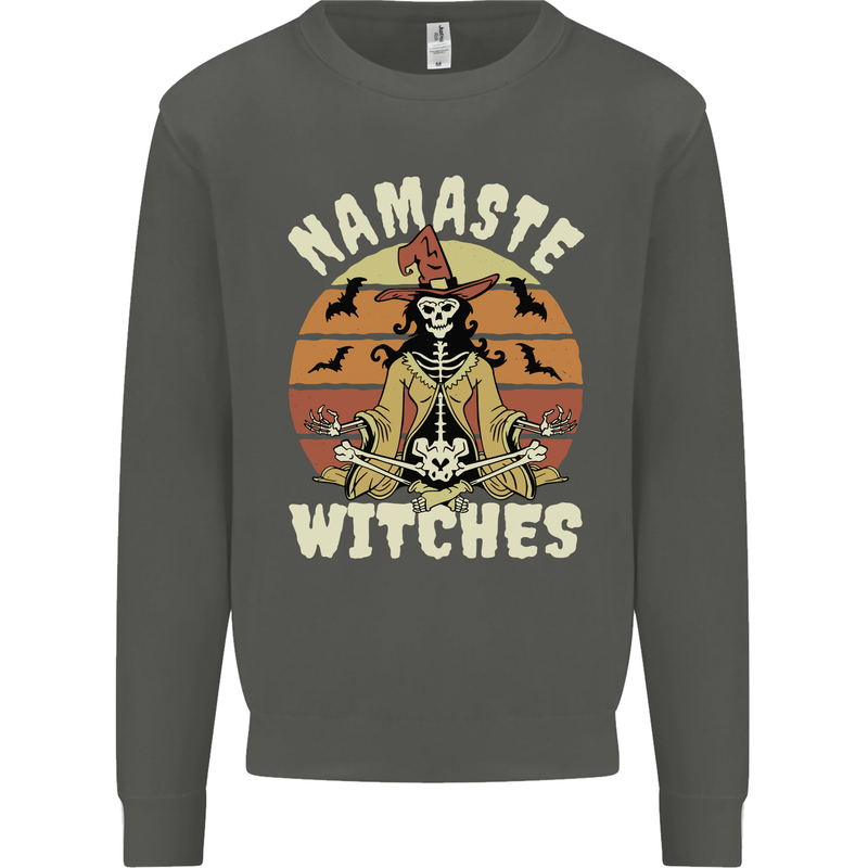 Namaste Witches Funny Halloween Kids Sweatshirt Jumper Storm Grey