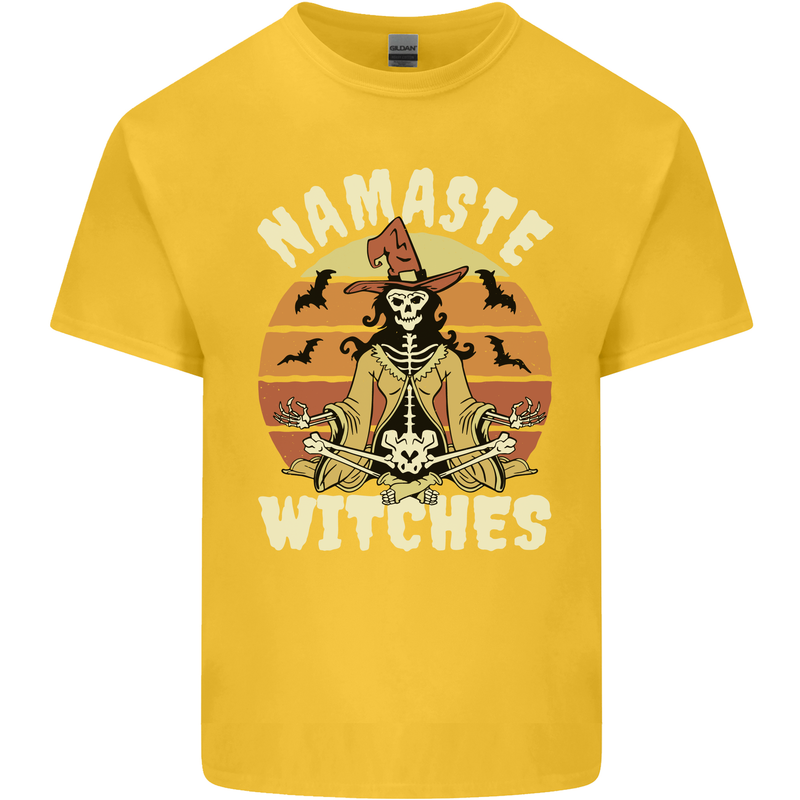 Namaste Witches Funny Halloween Kids T-Shirt Childrens Yellow