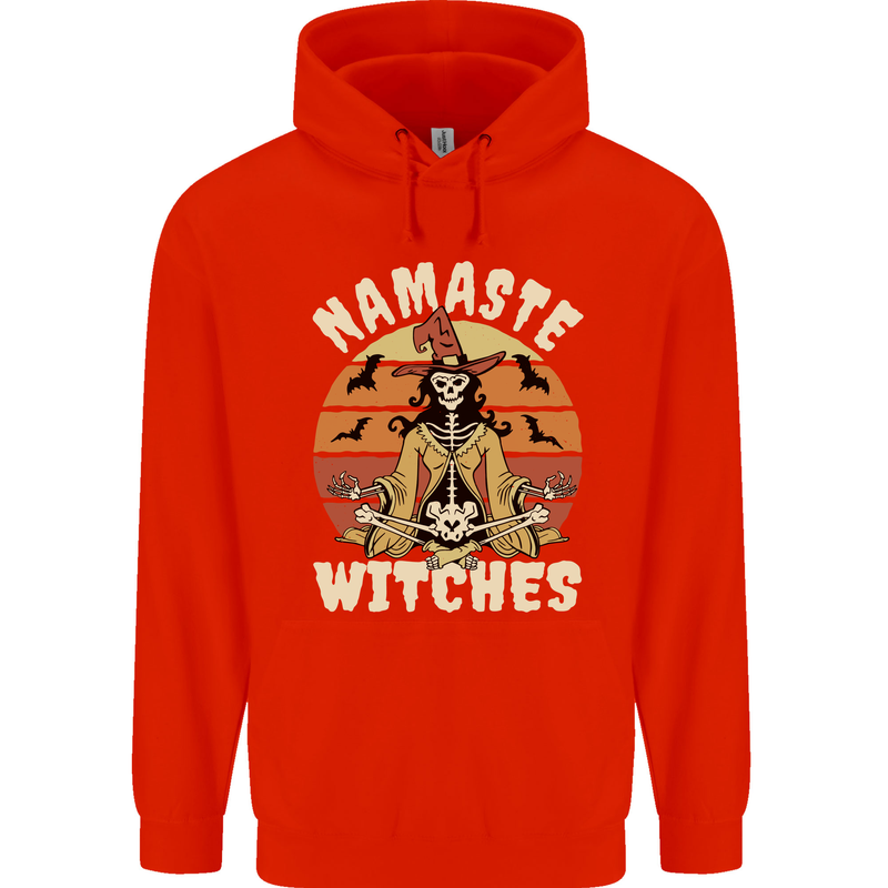 Namaste Witches Funny Halloween Mens 80% Cotton Hoodie Bright Red