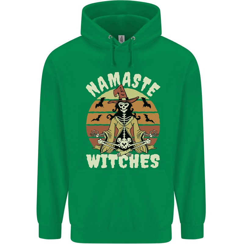 Namaste Witches Funny Halloween Mens 80% Cotton Hoodie Irish Green