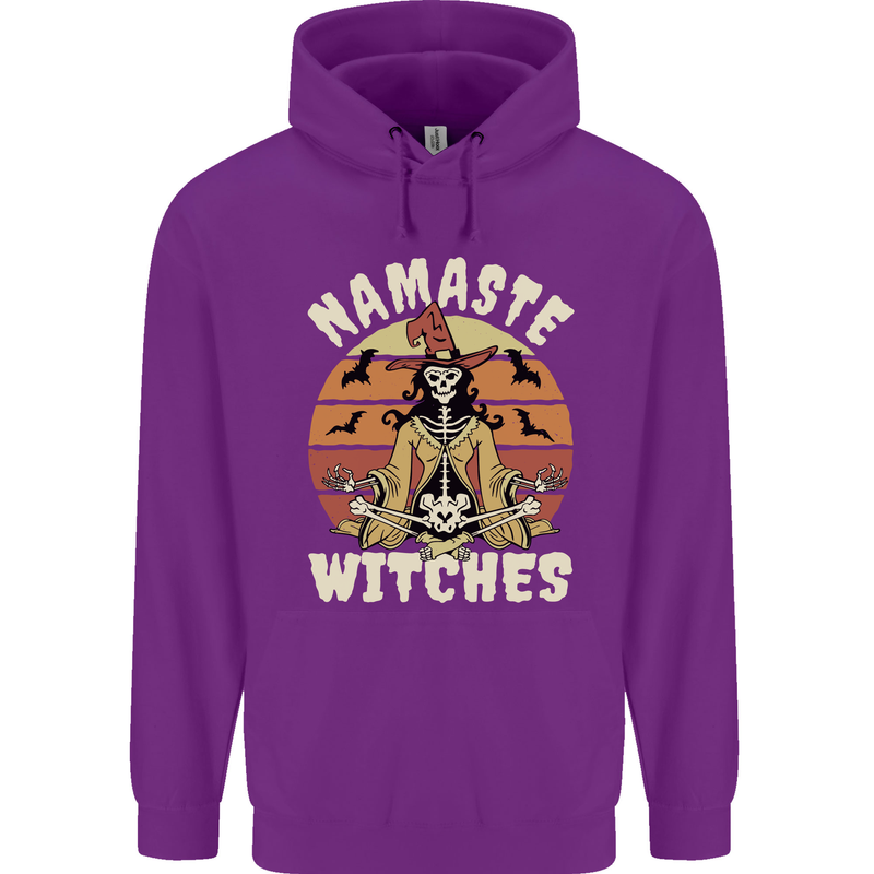 Namaste Witches Funny Halloween Mens 80% Cotton Hoodie Purple