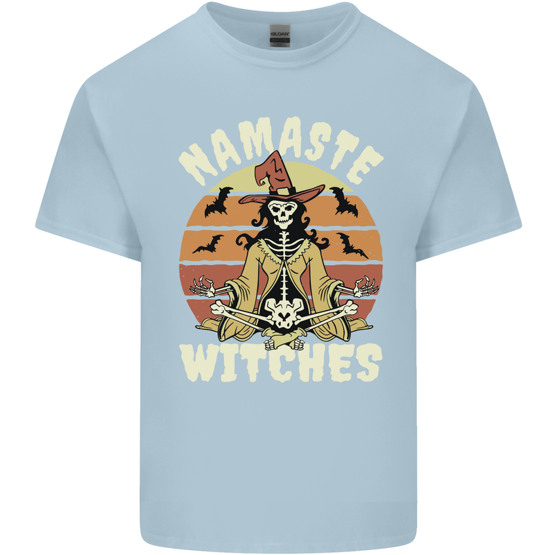 Namaste Witches Funny Halloween Mens Cotton T-Shirt Tee Top Light Blue