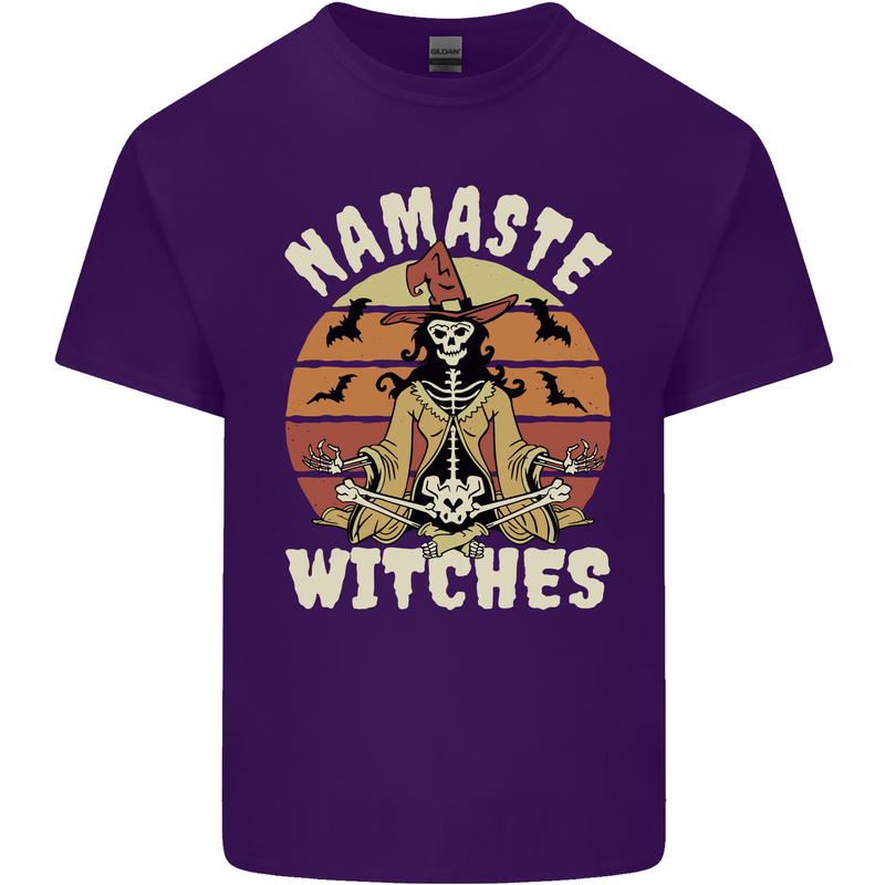 Namaste Witches Funny Halloween Mens Cotton T-Shirt Tee Top Purple