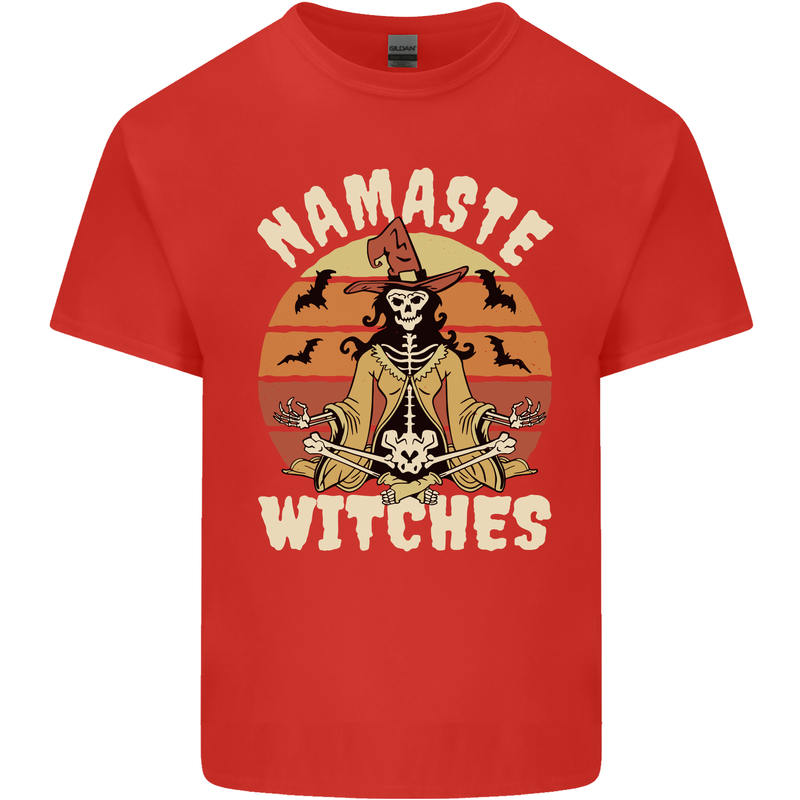 Namaste Witches Funny Halloween Mens Cotton T-Shirt Tee Top Red