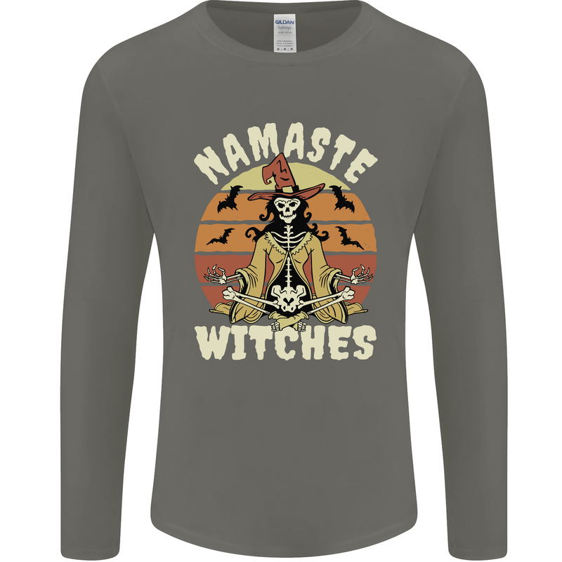 Namaste Witches Funny Halloween Mens Long Sleeve T-Shirt Charcoal