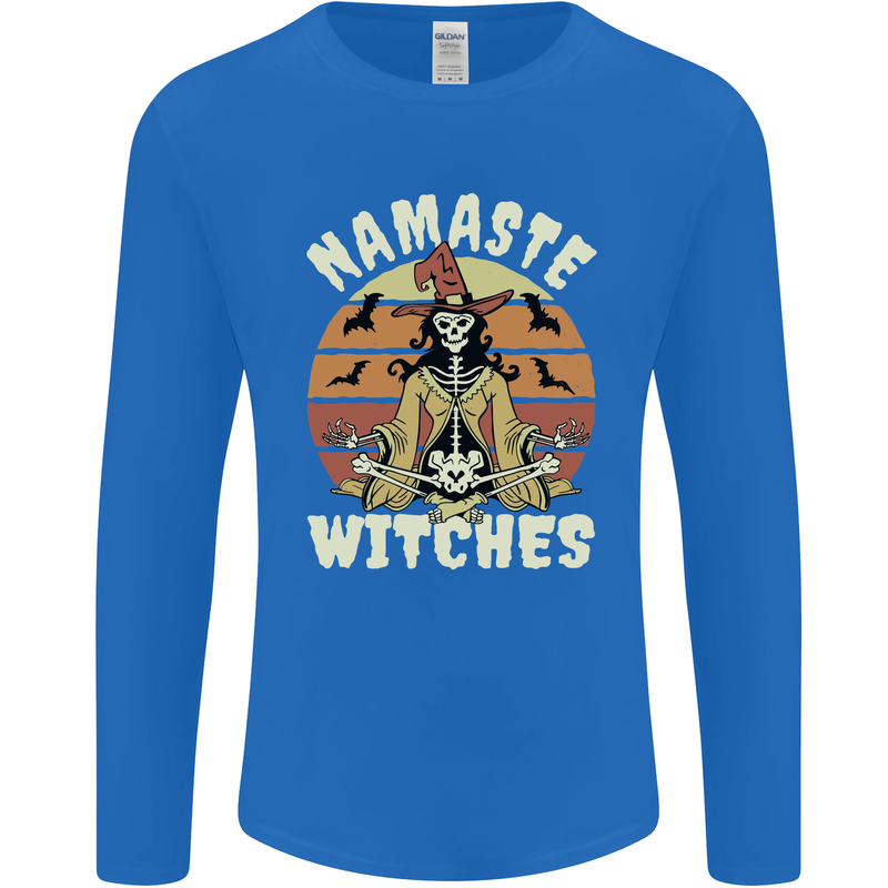 Namaste Witches Funny Halloween Mens Long Sleeve T-Shirt Royal Blue