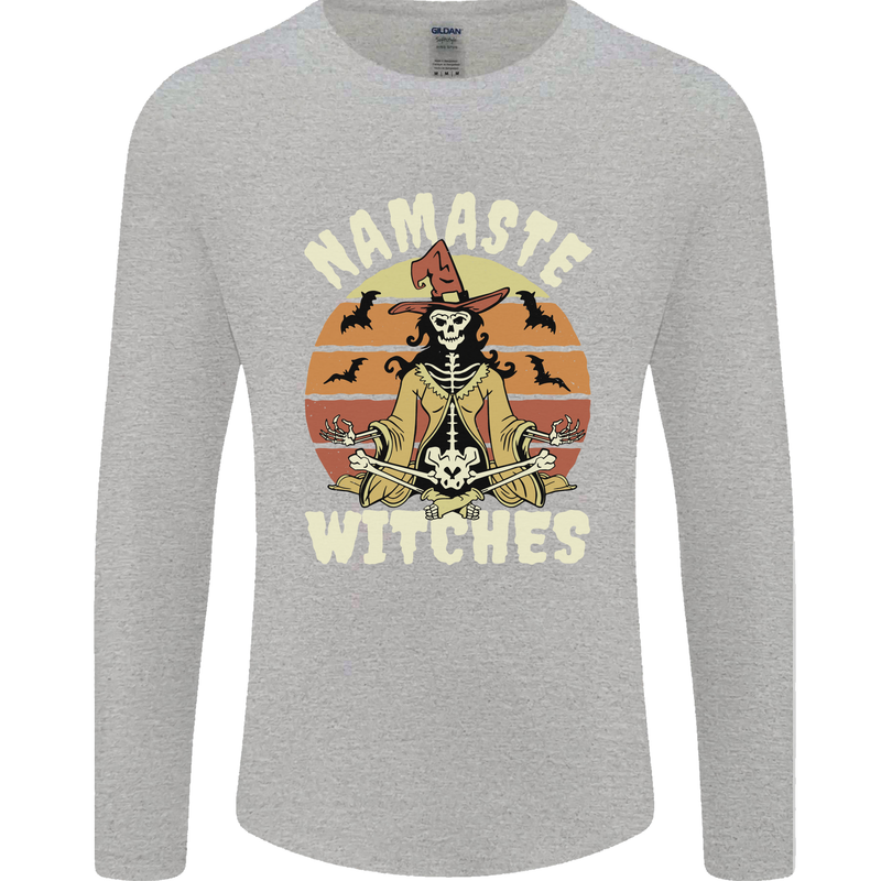 Namaste Witches Funny Halloween Mens Long Sleeve T-Shirt Sports Grey