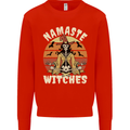 Namaste Witches Funny Halloween Mens Sweatshirt Jumper Bright Red