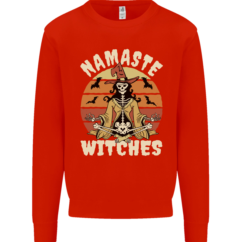 Namaste Witches Funny Halloween Mens Sweatshirt Jumper Bright Red