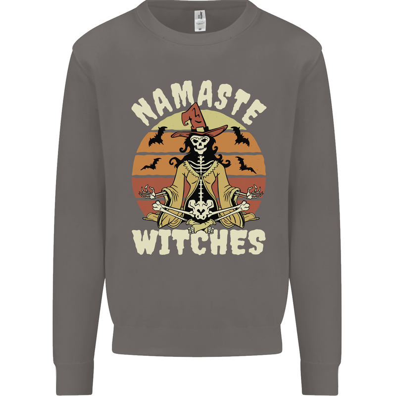 Namaste Witches Funny Halloween Mens Sweatshirt Jumper Charcoal