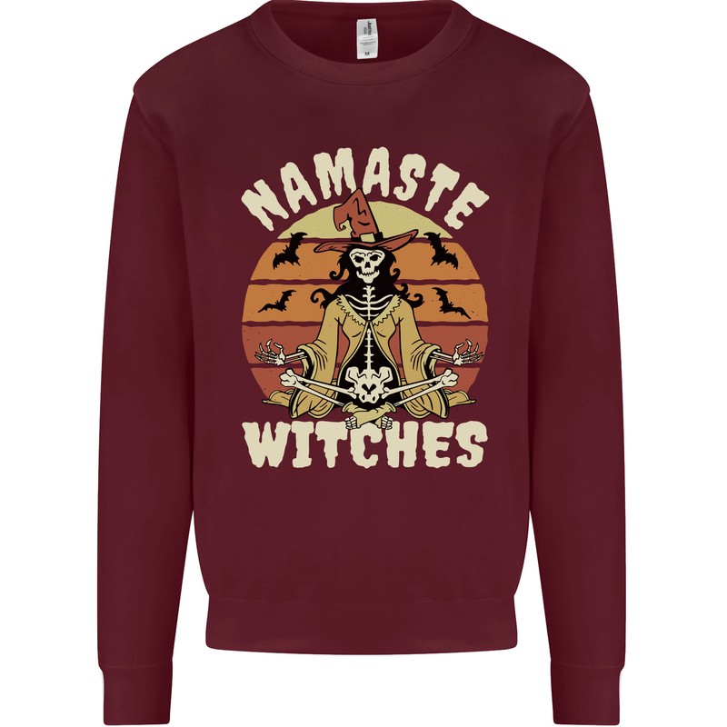 Namaste Witches Funny Halloween Mens Sweatshirt Jumper Maroon