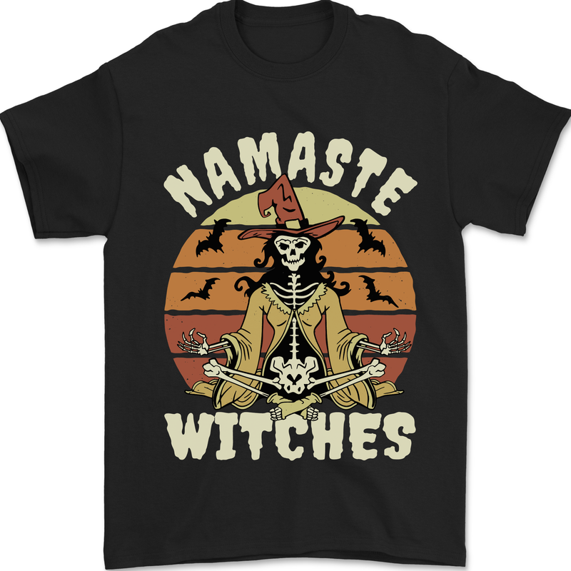 Namaste Witches Funny Halloween Mens T-Shirt 100% Cotton Black