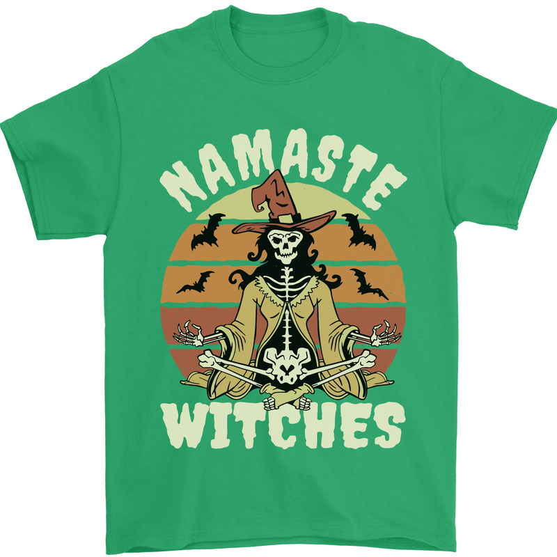Namaste Witches Funny Halloween Mens T-Shirt 100% Cotton Irish Green